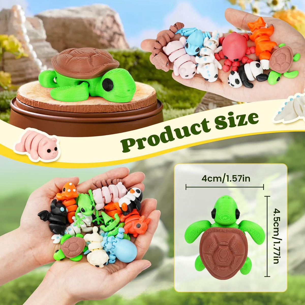 SHUWND16 PCS Mini Animals Set,3D Printed Little Animals Articulated Flexible Fidget Toy,Tiny