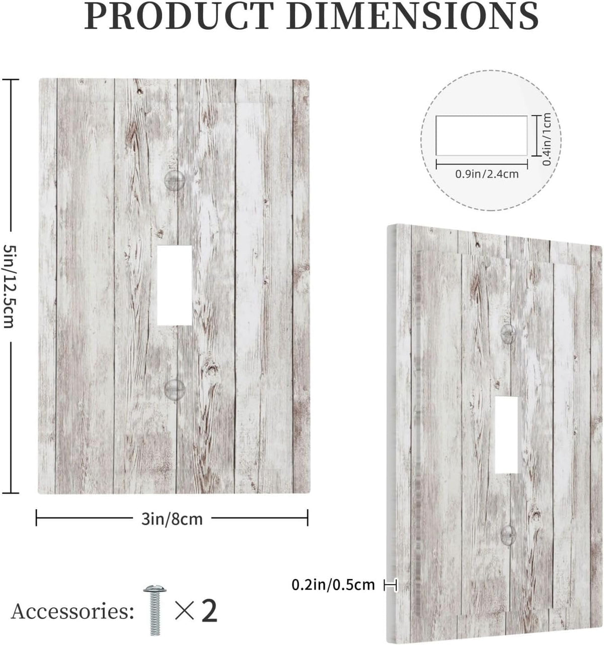 Decorative Light Switch Cover Rustic Vintage White Wood Grain 1 Gang Single Toggle Device