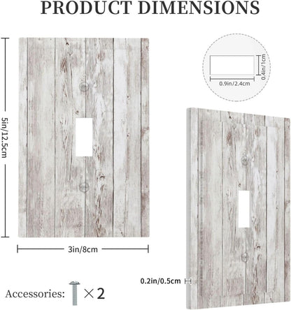 Decorative Light Switch Cover Rustic Vintage White Wood Grain 1 Gang Single Toggle Device