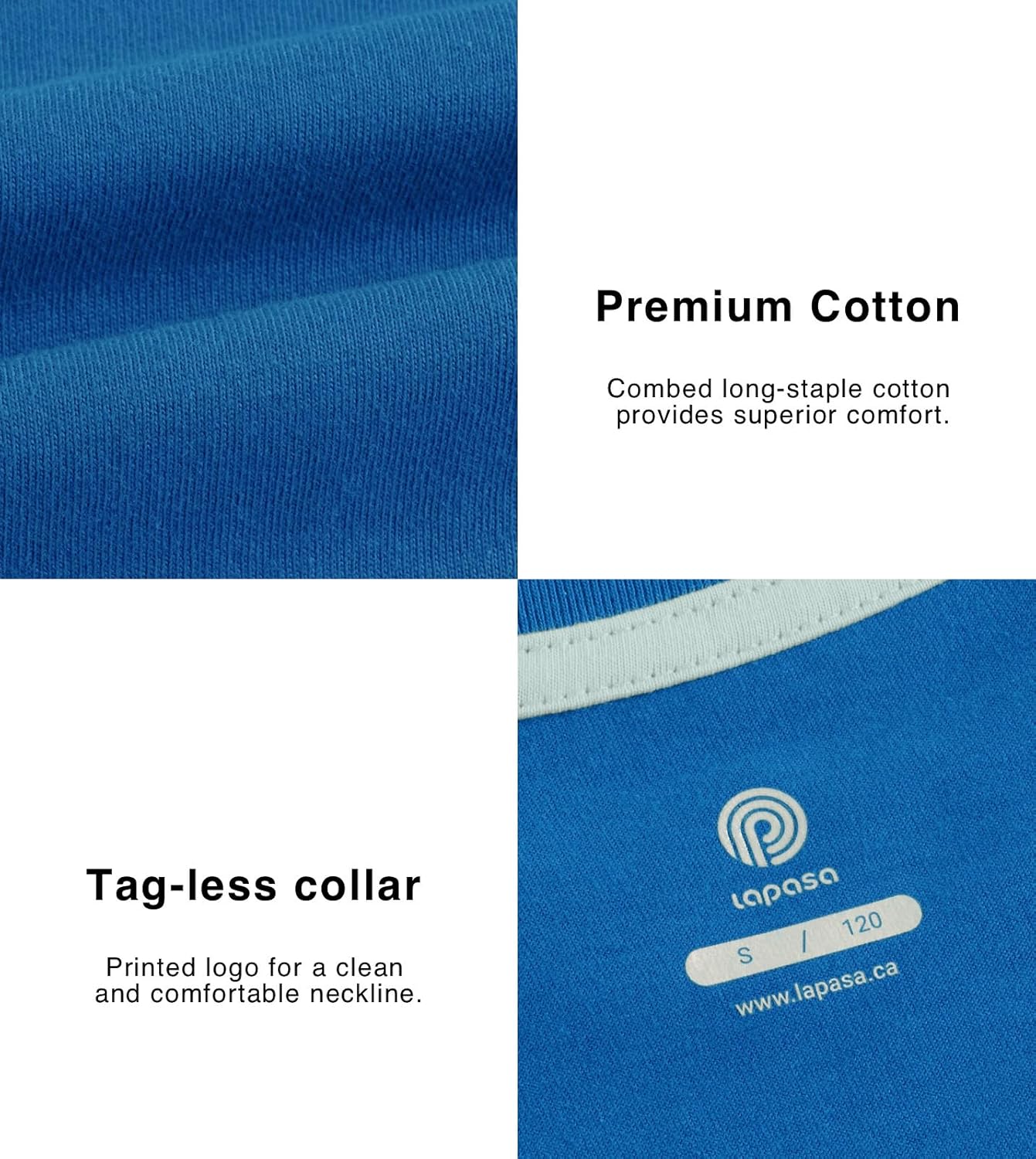 LAPASA Kids T-Shirts Short Sleeve (4 Pack) 100% Cotton Plain Top Tees Boy & Girl Unisex Toddler