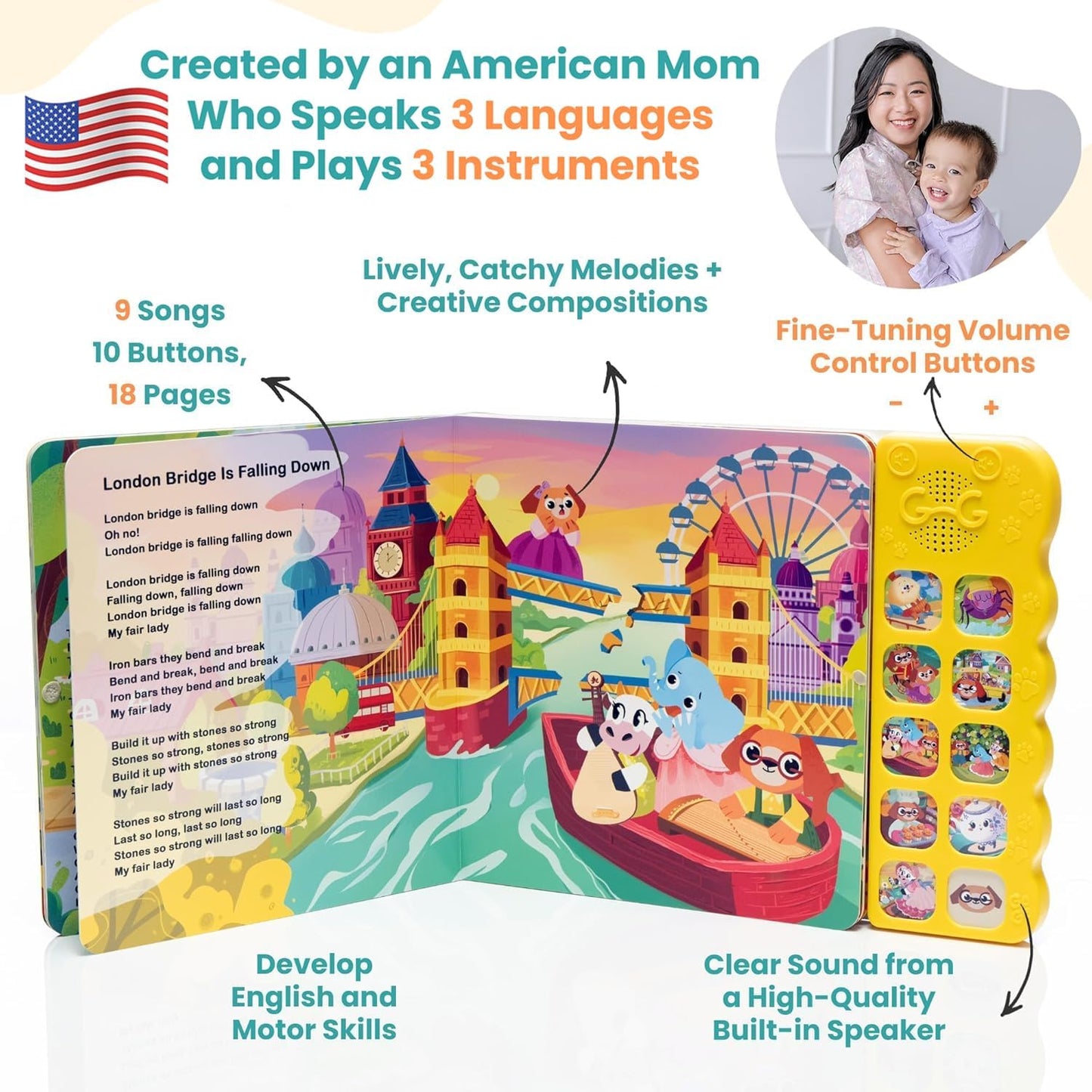 GO GO Creative Nursery Rhymes: Nursery Rhyme Books, Sound Books, 9 Songs, Musical Books for