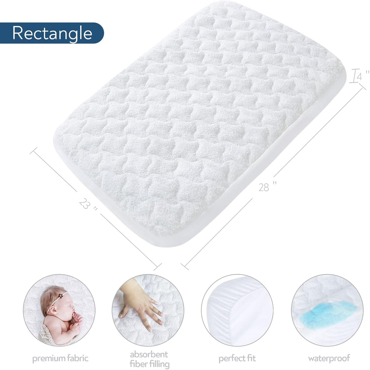Waterproof Bassinet Mattress Pad Cover 28" x 23" - Fit for 4moms Breeze Plus Bassinet, 2 Pack