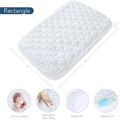 Waterproof Bassinet Mattress Pad Cover 28" x 23" - Fit for 4moms Breeze Plus Bassinet, 2 Pack