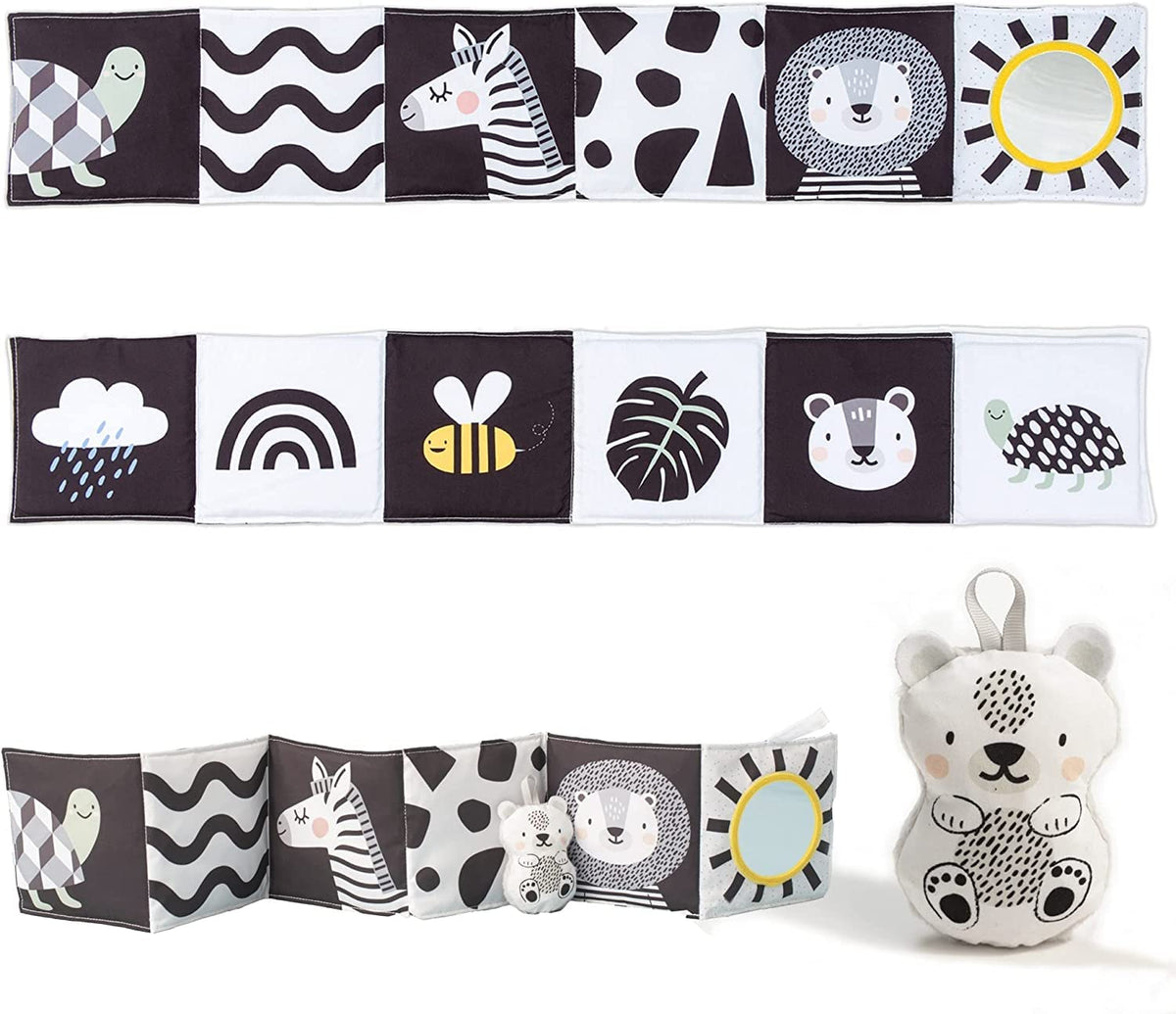 Taf Toys Newborn Soft Activity Book Black & White High Contrast Baby Book Infant Sensory Toys Tummy