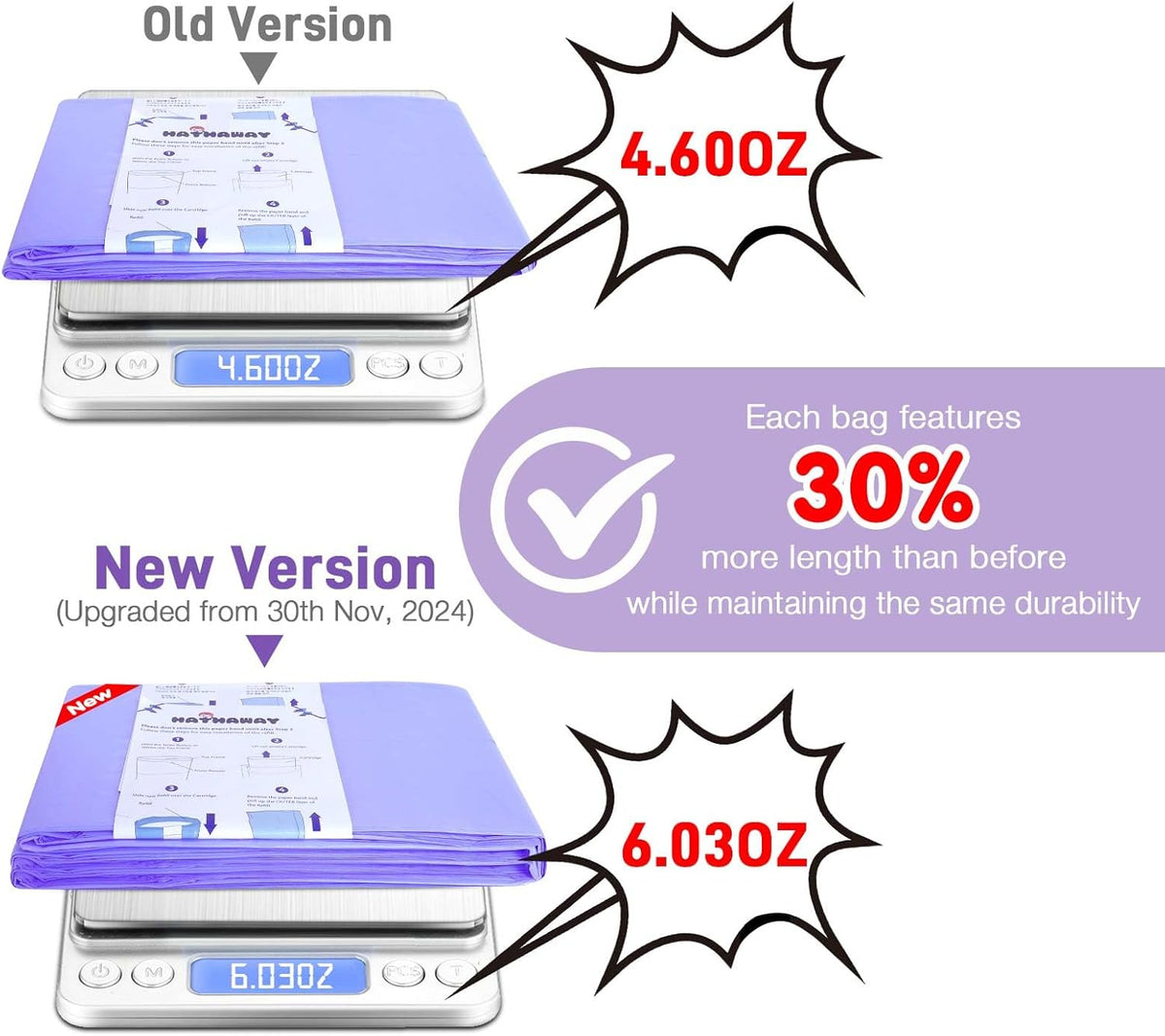 Refills Compatible with Dekor Classic, 30% Extra Length Diaper Pail Refills 4 Pack Diaper Pail