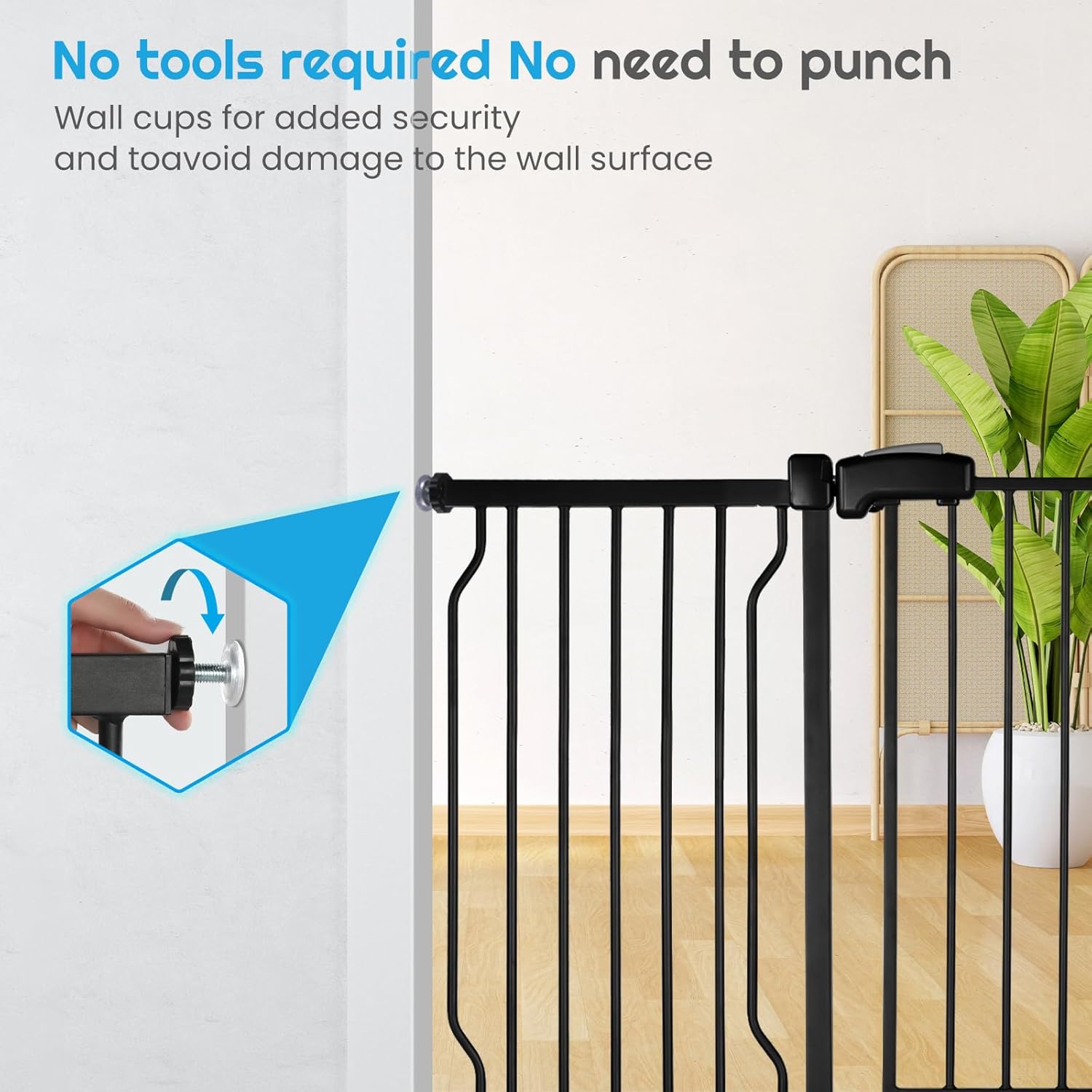 Extra Wide Baby Gate for Stairs Doorways with Door, 30" Tall 57.1-66.5" Wide Easy Install Dog Gate