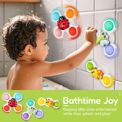ALASOU 3PCS Pop Suction Cup Spinner Toys for 1 Year Old Boy Girl|Novelty Spinning Tops Toddler Toys
