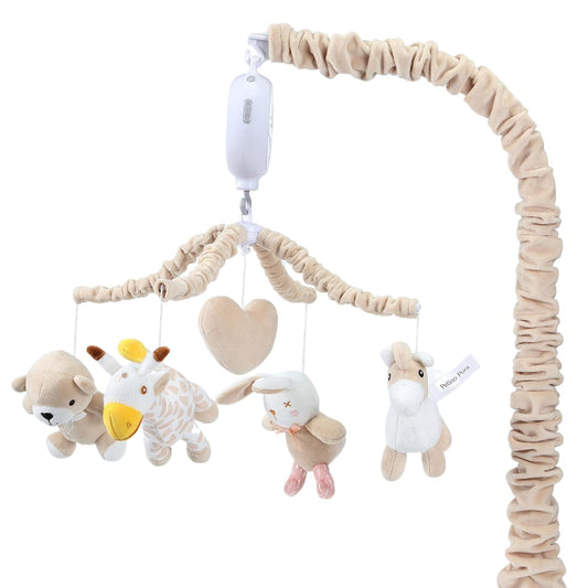 Musical Crib Mobile with 12 Lullabies, Rotating Arm and Detachable Plush Toys, Unisex Clip On