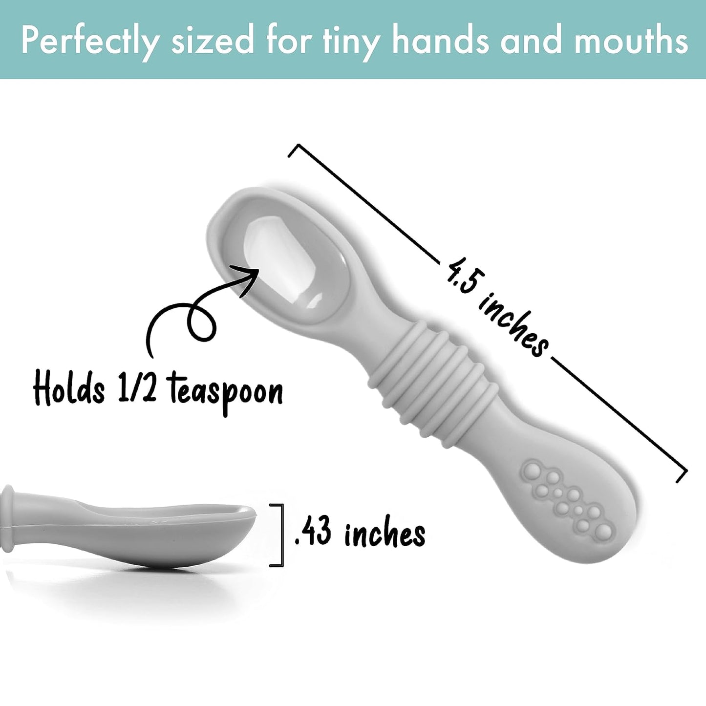 PrimaStella Silicone Chew Spoon Set for Babies and Toddlers - Safety Tested - BPA Free - Microwave