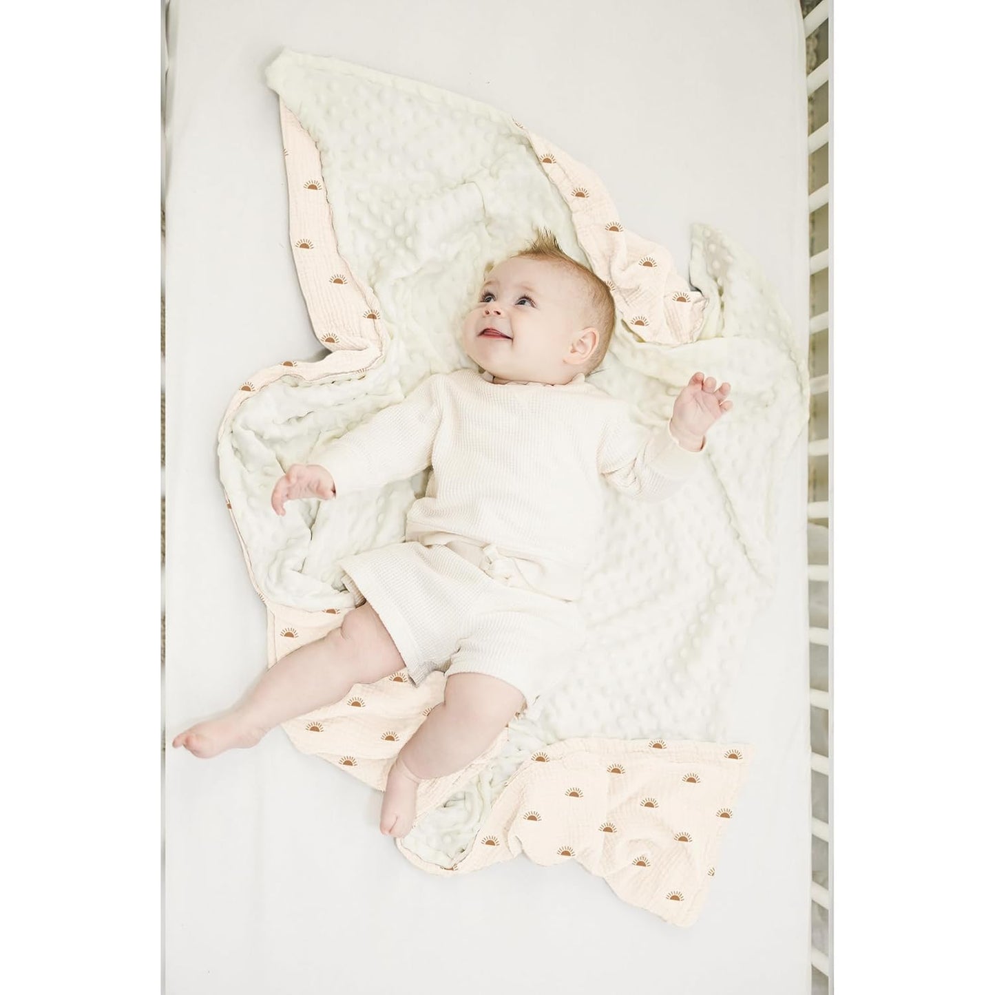 Konssy Baby Blankets for Unisex Boys Girls, Super Soft Nursery Minky Blankets with Muslin Cotton