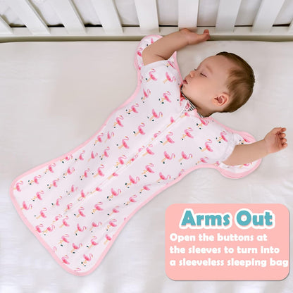 2 Pack Transition Swaddle with 2 Way Zipper, 2 in 1 Arms in/Out Transitional Arms Up Swaddle, 100%