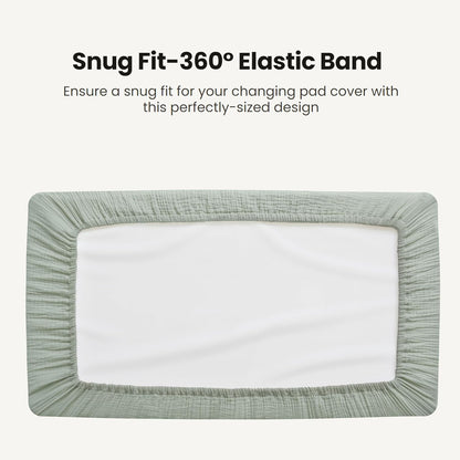 Konssy Waterproof Muslin Changing Pad Cover 2 Pack, Quilted Cotton Fitted Diaper Changing Table