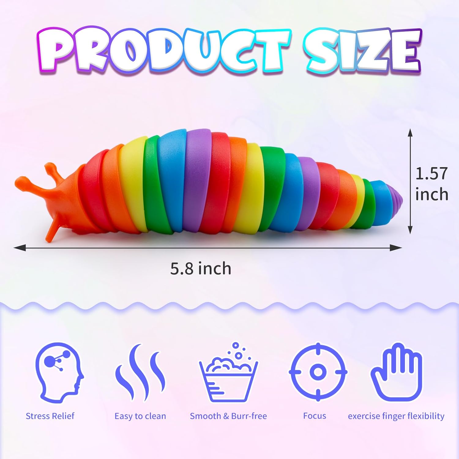 Cevioce 8 PCS Fidget Toys Slug for Adults Anxiety Sensory Toys for Party Favors Toddler Fidget Toys