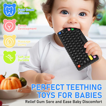 Teething Toy for Baby 3 6 12 18 Months, Realistic Remote Control and Mobile Phone Baby Teether Toy
