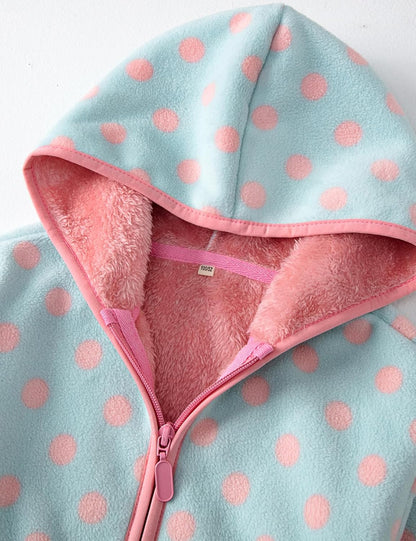 Toddler Printed Polar Fleece hooded Jacket Baby Boys Girls Kids Winter Warm Spring Autumn Outerwear