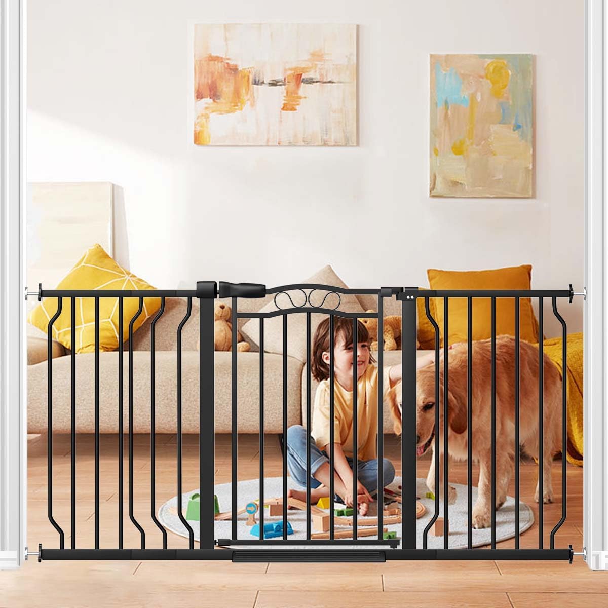 Fairy Baby 53.1"-62.5" Extra Wide Baby Gates for Stairs & Doorways, Long Baby Safety Child Toddler