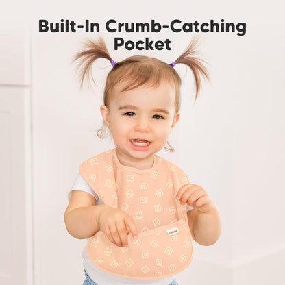 3-Pack Waterproof Baby Bibs for Eating - Lightweight Toddler Feeding Bibs with Large Food Catcher