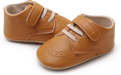 SOFMUO Baby Boys Girls High Top Ankle PU Leather Sneakers Soft Rubber Sole Infant Moccasins Newborn