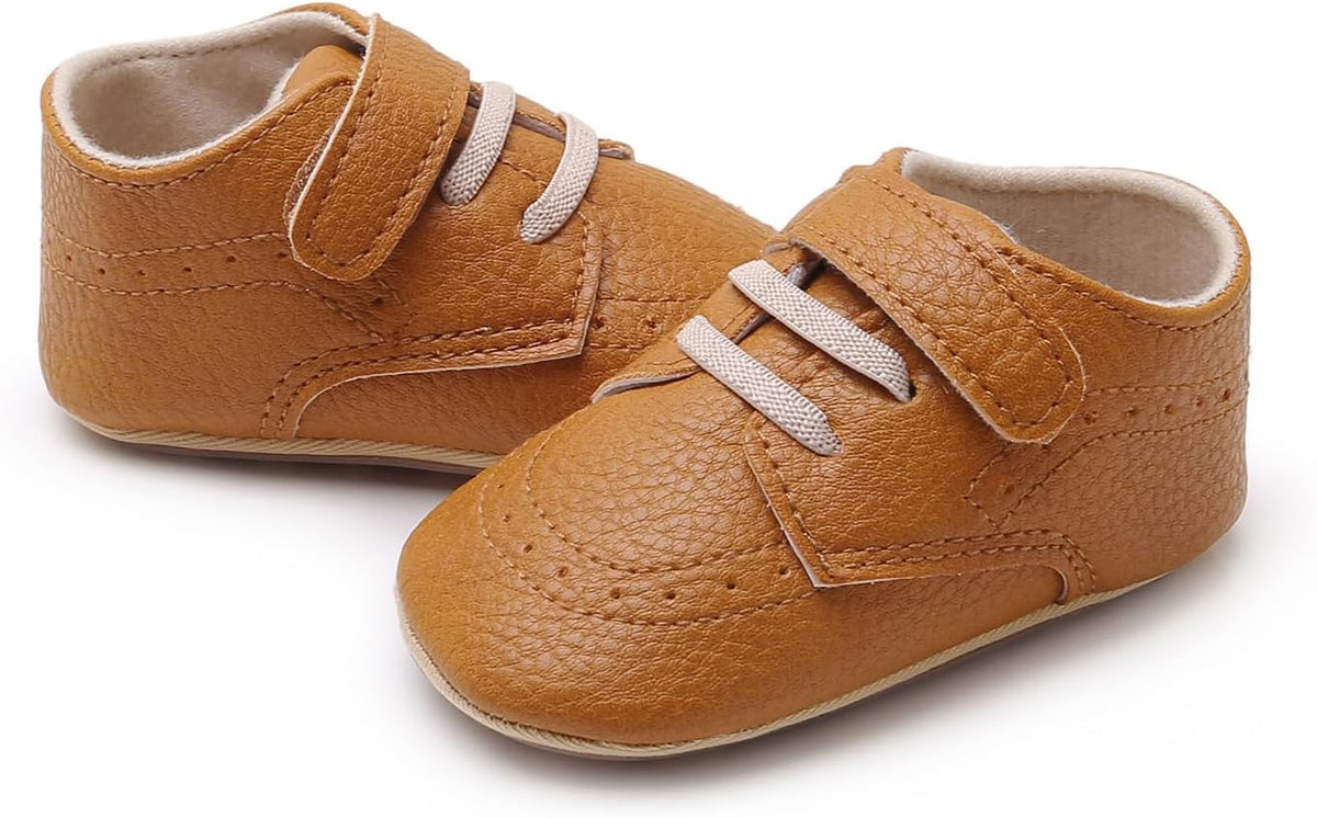 SOFMUO Baby Boys Girls High Top Ankle PU Leather Sneakers Soft Rubber Sole Infant Moccasins Newborn