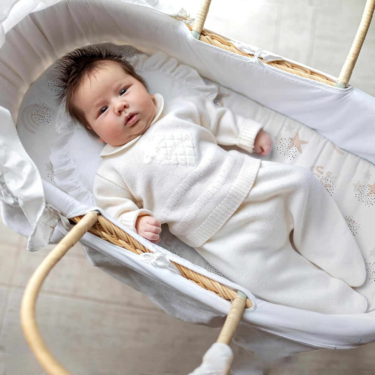 Gllquen Baby Bassinet Sheets 4 Pack, Breathable Cozy Fitted Mattress Sheet, Elastic Travel Crib