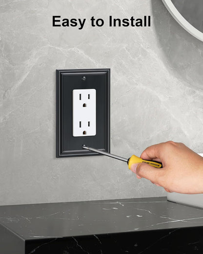 6-Pack Decorator Outlet Cover Plate, Black Decorative Switch Plates and Outlet Covers, Durable Zinc