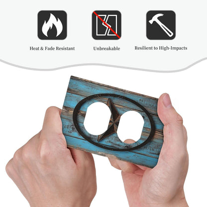 Outlet Covers Rustic Wood Country Barn Texas Star On Teal 1 Gang Duplex Light Switch Cover