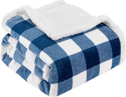 Touchat Sherpa Plaid Twin Blanket 60" X 70", Fuzzy Fluffy Soft Cozy Throw Blanket, Twin Size Plush