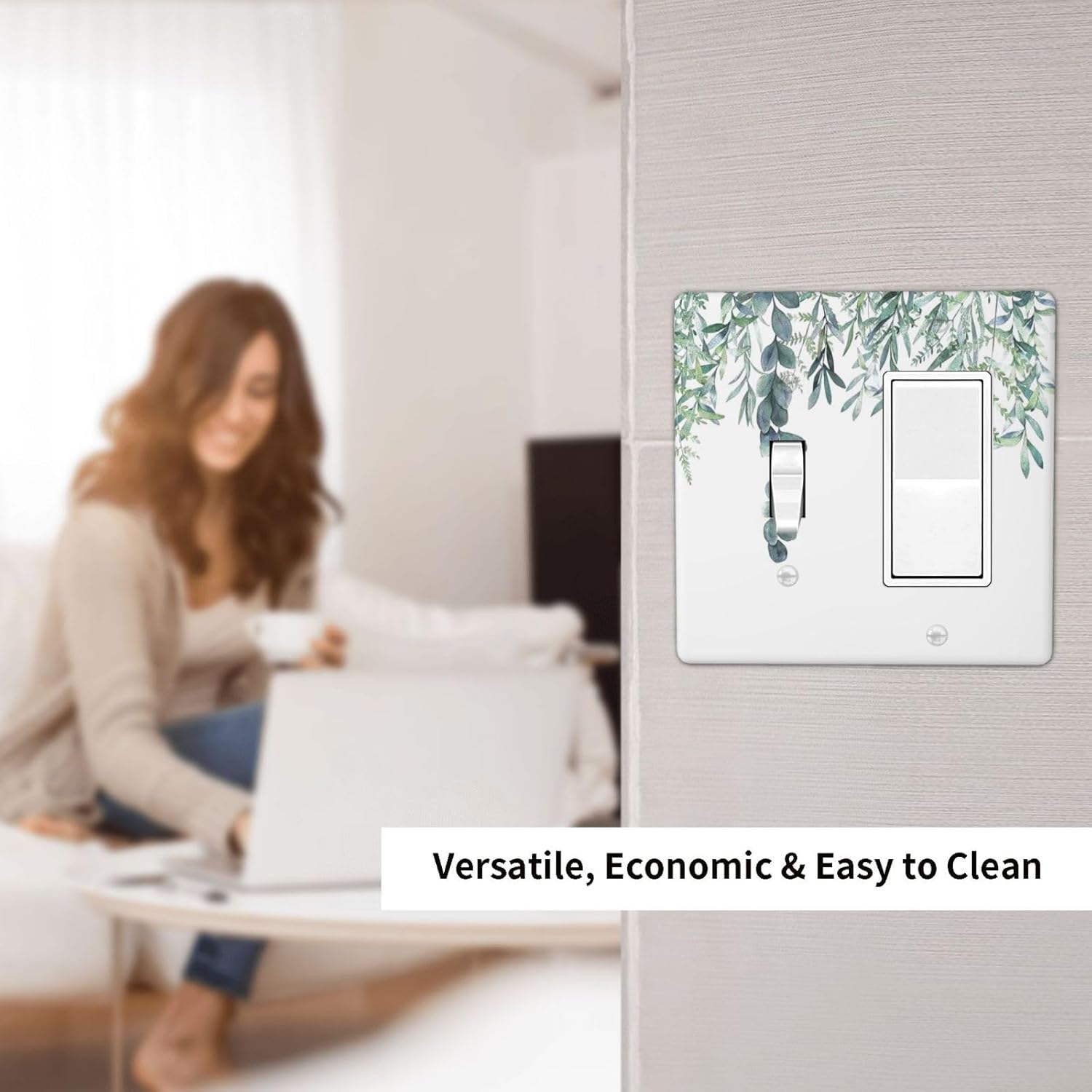 Eucalyptus Leaves Greenery Vine Flowers Simplicity Outlet Covers 1 Toggle 1 Rocker Combination