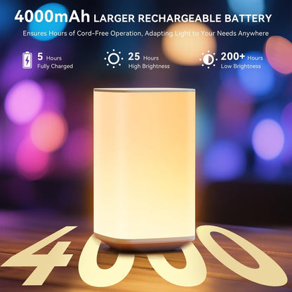 Nursery Night Light for Baby, Portable Night Lamp with LED Stepless Dimming & 256 RGB Colors for