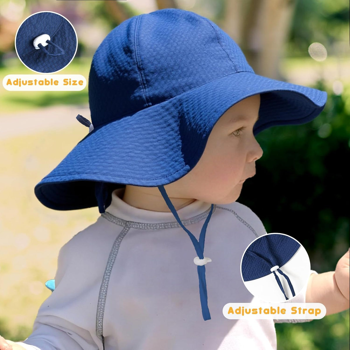 HONGTEYA Baby Sun Hat Toddler Girl Beach Hat Adjustable Outdoor Summer Hat UPF 50+ Sun Protection