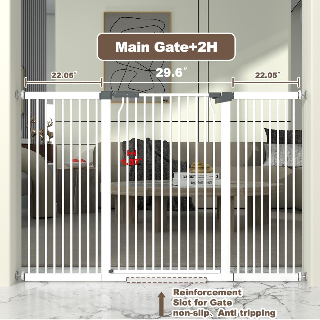 41" Extra Tall and Wide Baby Gate, 74.2-76.7'' Wide Pet Cat Gate for Doorway, Extra Wide Pressure