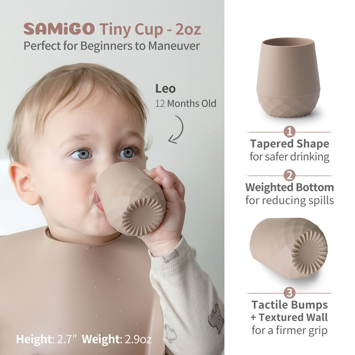 SAMiGO Silicone Baby Feeding Set, Baby Led Weaning Supplies, Suction Bowl Plate Bib Cup Self