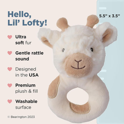 Bearington Collection Lil' Lofty 5.5 in Giraffe Baby Rattle - Plush Rattles Gift for Newborn