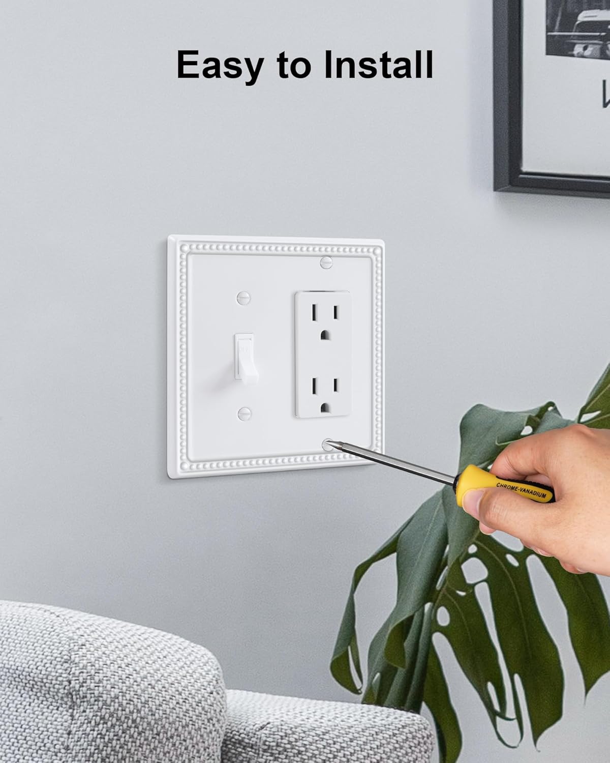 2-Pack Combo Toggle/Decorator Light Switch Cover Plate, Pearls Decorative Electrical Outlet Covers