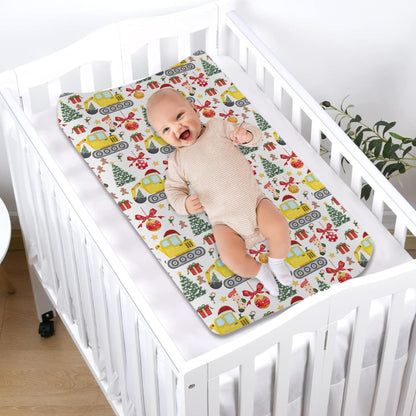 Christmas Truck Excavator Tractor Changing Pad Cover Construction Trucks Unisex Diaper Change Table