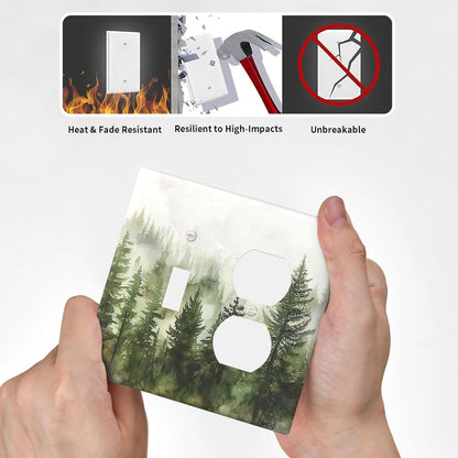 Wallplates Green Forest Watercolor Painting Foggy Pine 1 Toggle 1 Duplex Switch Plate Electrical