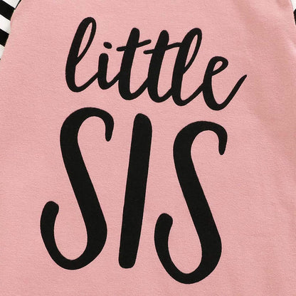 AMAWMW Newborn Baby Girl Little Sister Sleeper Gown Stripe Long Sleeve Nightgown Pajamas Gifts