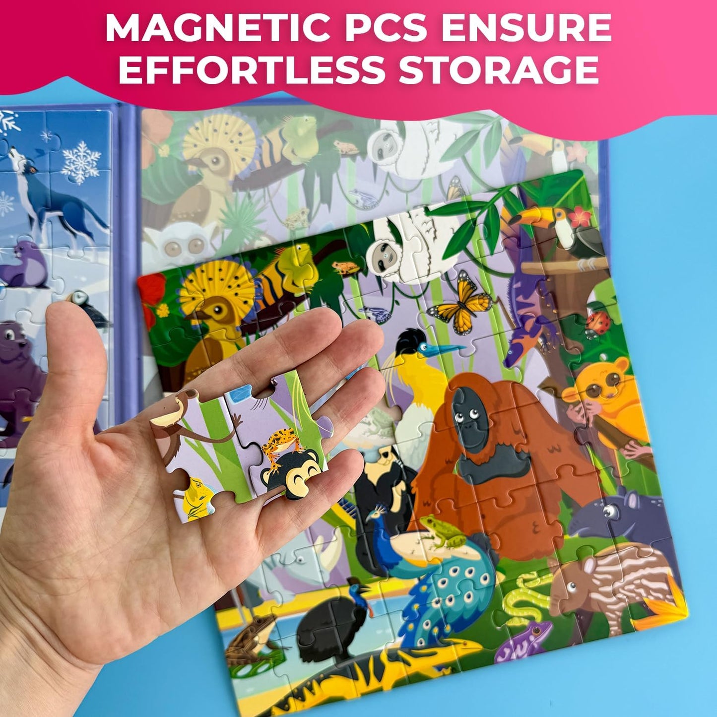 QUOKKA Magnetic Toddler Puzzles Ages 4-6 - 2x48 Travel Puzzles Games for Kids 3-5 Years Old