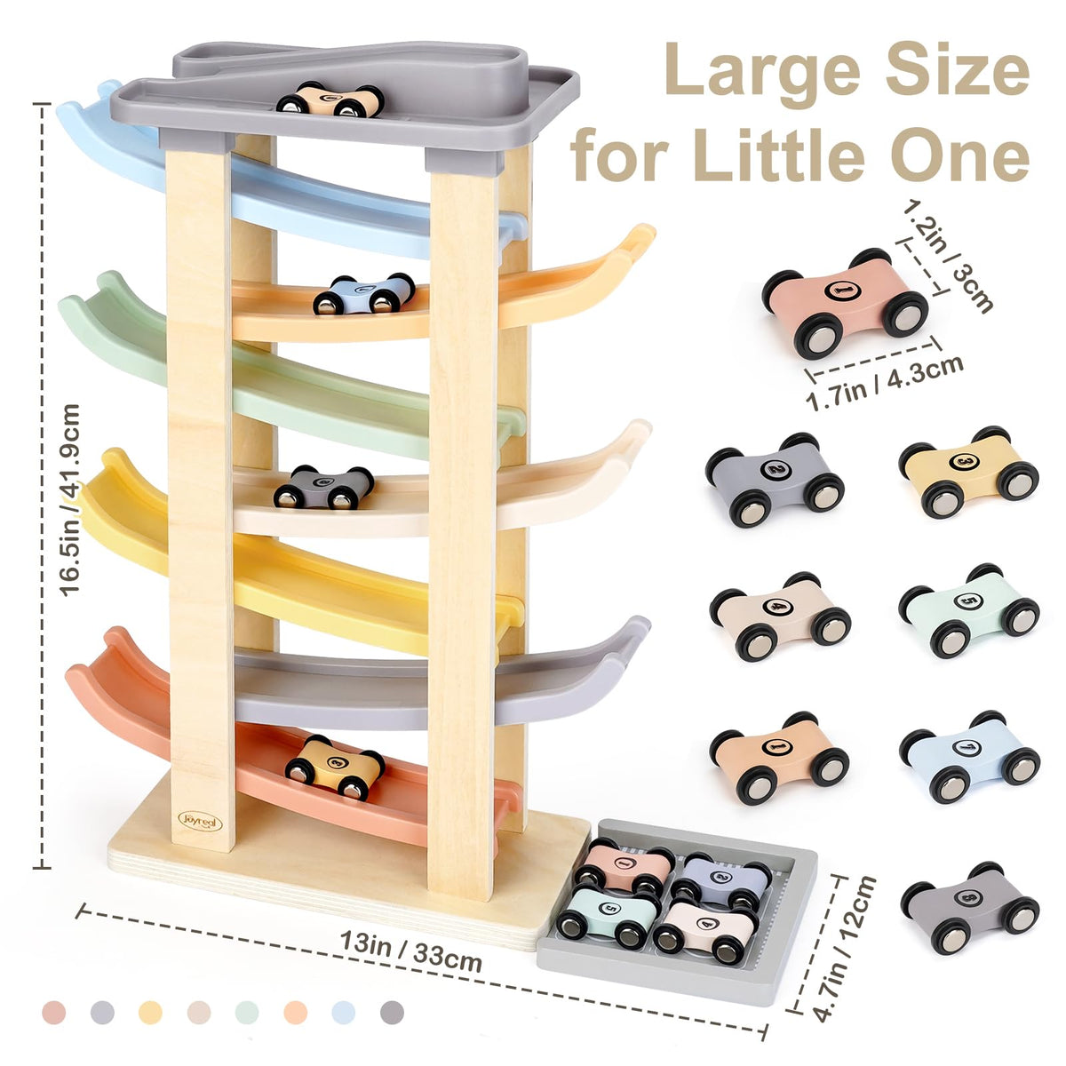 Joyreal Montessori Toddler Toys for 1 2 3 Year Old Wooden Car Ramp Toys