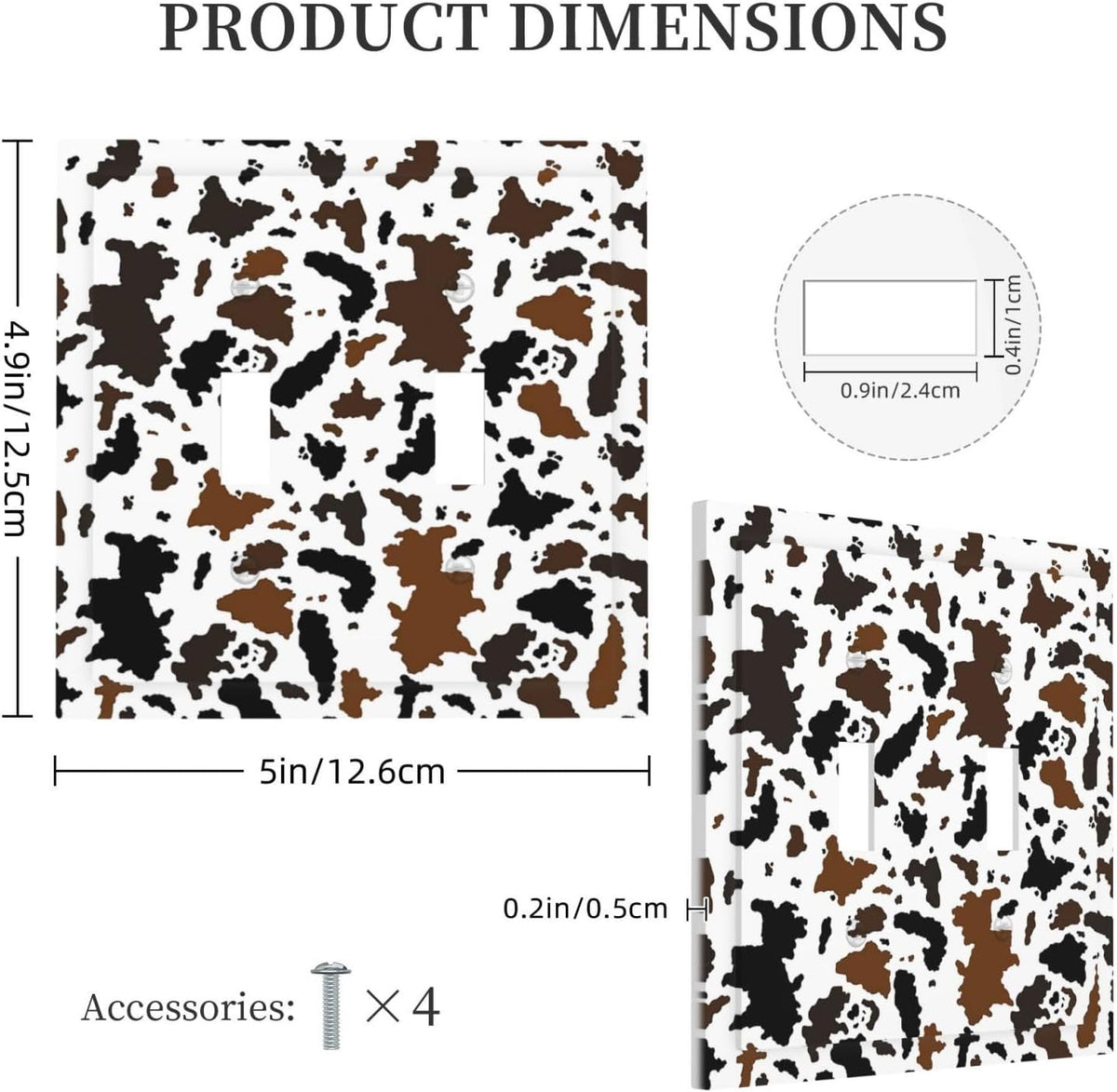 Decorative Switch Plates Rustic Cowhide Highland Cow Milk Cow 2 Gang Double Toggle Outlet Light