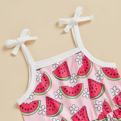 WZTYYDS Toddler Baby Girl Summer Clothes Floral Romper Tie-Up Strap Halter Jumpsuit Infant Summer