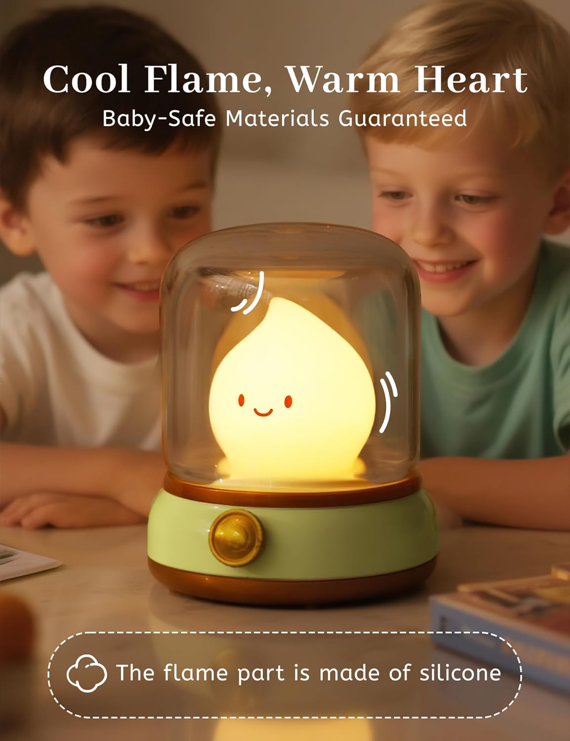 Smiley Night Light for Baby Nursery, Rechargeable Stepless Dimming Small Night Stand Lamps, Cute