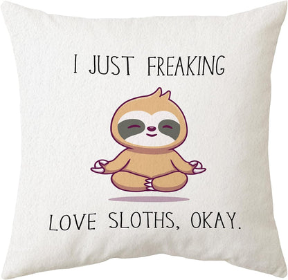 Sidhua Funny Sloth Animal Themed Pillowcase Decorations for Home, I Just Freaking Love Sloths, OK