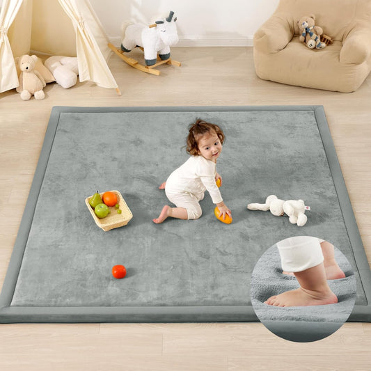 1.3" Thick Baby Play Mat for Floor,79 x 118 Large Foam Tummy Time Mat,Padded Support Soft Plush