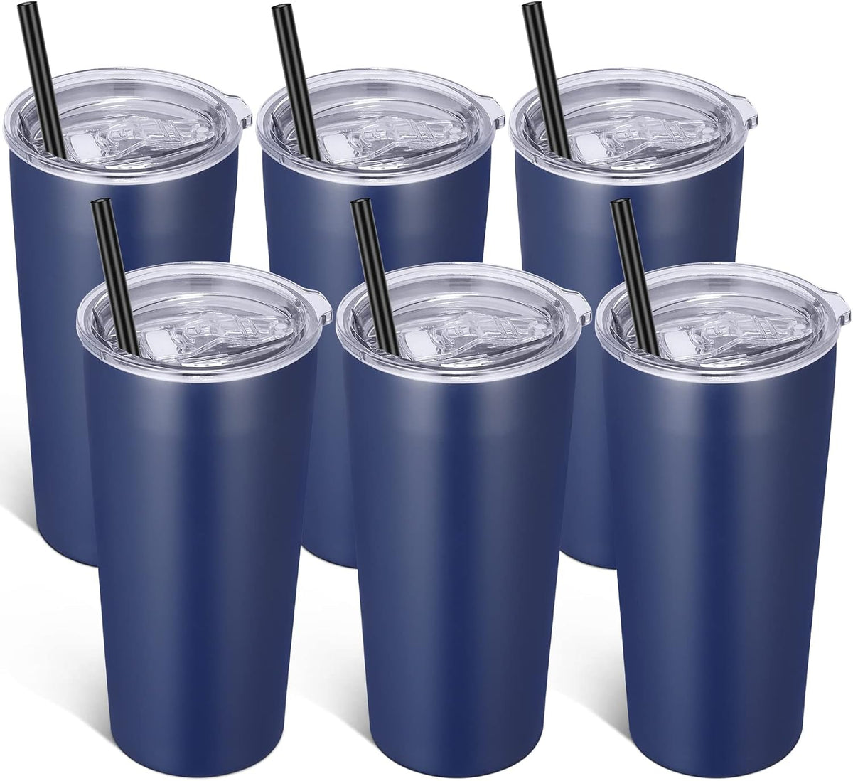 VEGOND 20oz Tumbler Bulk with Lid and Straw 6 Pack, Stainless Steel Vacuum Insulated Tumbler