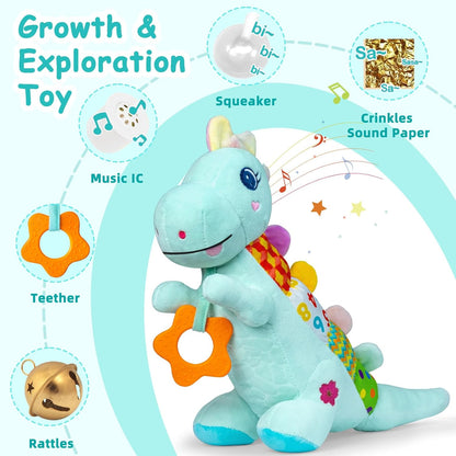 Baby Dino Plush Soft Stuffed Animal Toy for 0-3-6-12+ Months,Infant Musical Toy with