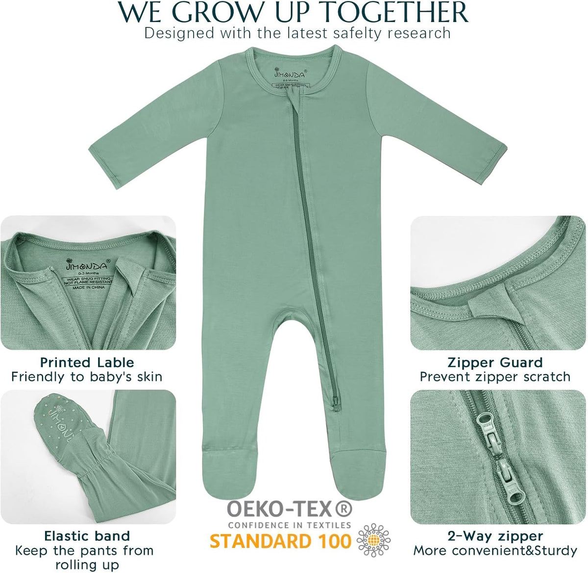 Jimonda Baby Boy Romper 4-Pack - Bamboo Zip-Up Pajamas for 0-24 Months,Unisex Footed