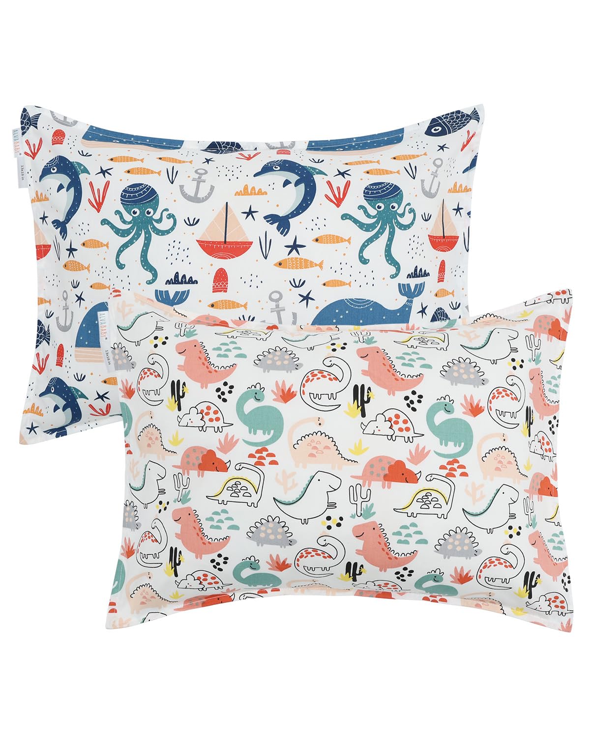 ALVABABY Toddler Pillowcases 2 Pack Organic Cotton Kids Pillow Cover Fit 13"x 18" or 12"x21"
