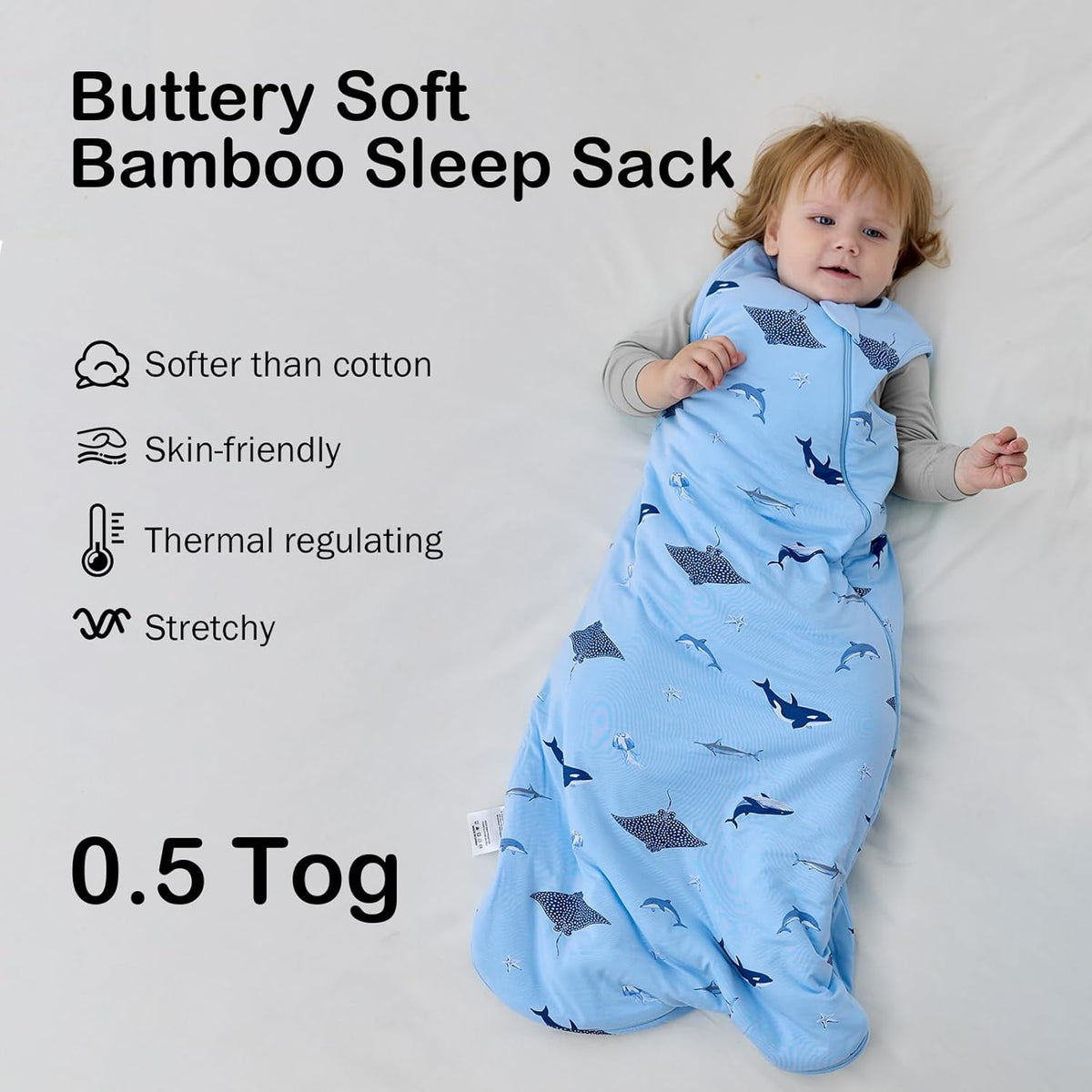BubblePanda Rayon Made from Bamboo Sleep Sack 12-18 Months 0.5 Tog Soft Lightweight Toddler Sleep