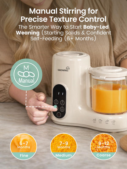 Grownsy Baby Food Maker & Processor with Dual-Layer Steam Basket,Cream